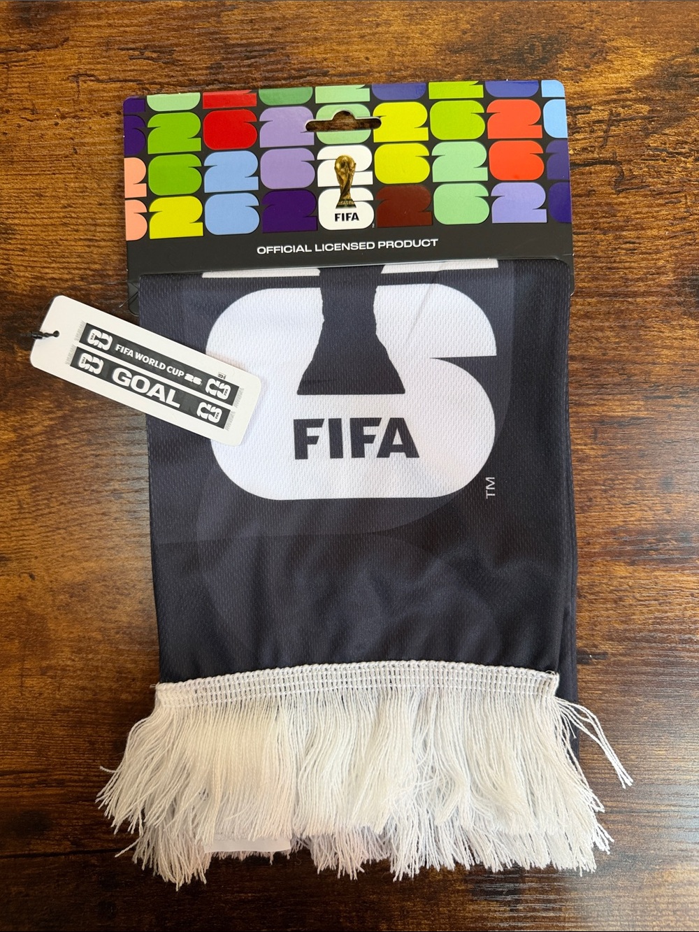 2026 FIFA World Cup Black & White Soccer Scarf with Fringe - Official Licensed